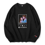 Custom Embroidered Pattern Audio Track - Personalized Couple Sweatshirt
