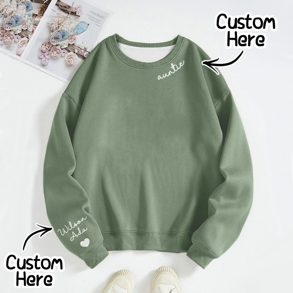 Custom Text Sweatshirt Personalized Names Round Neck - Personalized Family Sweatshirt