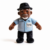 Custom Memorial Black Grandpa Faux Fur Shaped Pillow - Personalized Funeral Keepsake Stuffed Figure, Remembrance Gift for Loss of Grandfather