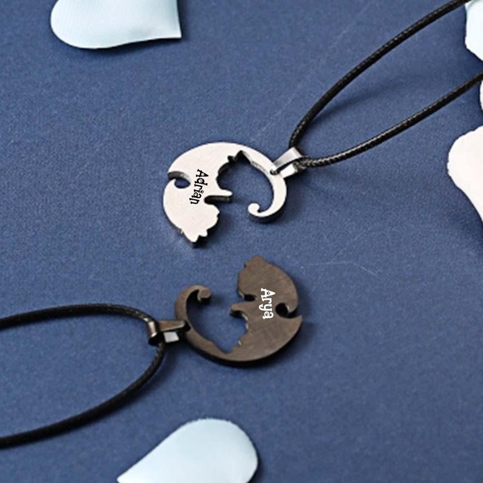 Matching Cat - Personalized Couple Matching Cat Necklace
