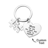 You're The Piece That Holds Us Together Puzzle Heart - Personalized Mother Puzzle Heart Keychain