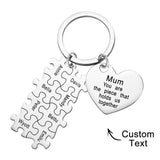 You're The Piece That Holds Us Together Puzzle Heart - Personalized Mother Puzzle Heart Keychain