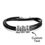 Any Names - Personalized Father Engraved Bead Bracelet