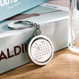 Custom Photo Calendar Swirl Round Swirl Calendar Keychain - gift for anyone, dog lover, cat lover, who lost a loved one - Personalized Keychain
