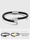 Any Name - Personalized Couple Engraved Leather Nail Bracelet