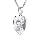 Personalized Women's Heart Photo Engraved Tag Necklace