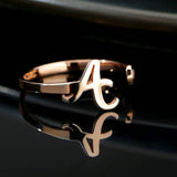Letter Inital - Personalized 925 Sterling Silver Rose Gold Ring