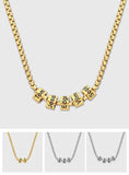 Personalized Bead Collarbone Chain Engraved Charm