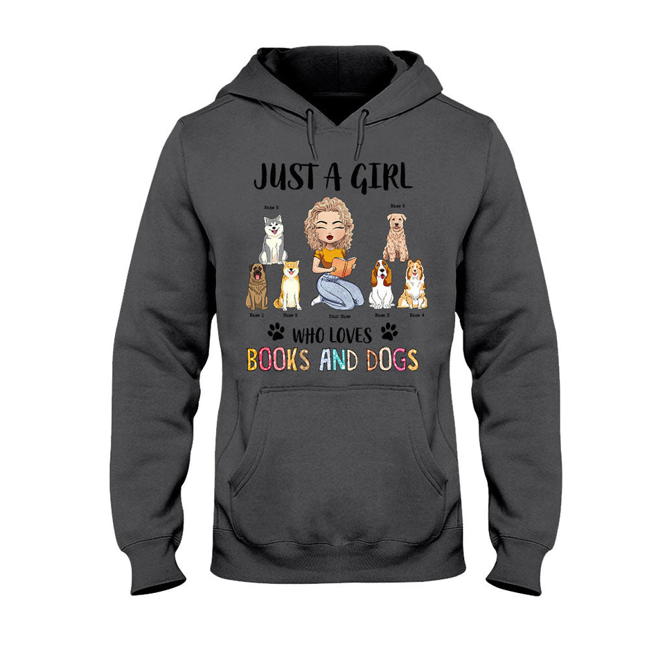 Just A Girl Who Loves Books And Dogs - Personalized Book T-shirt and Hoodie