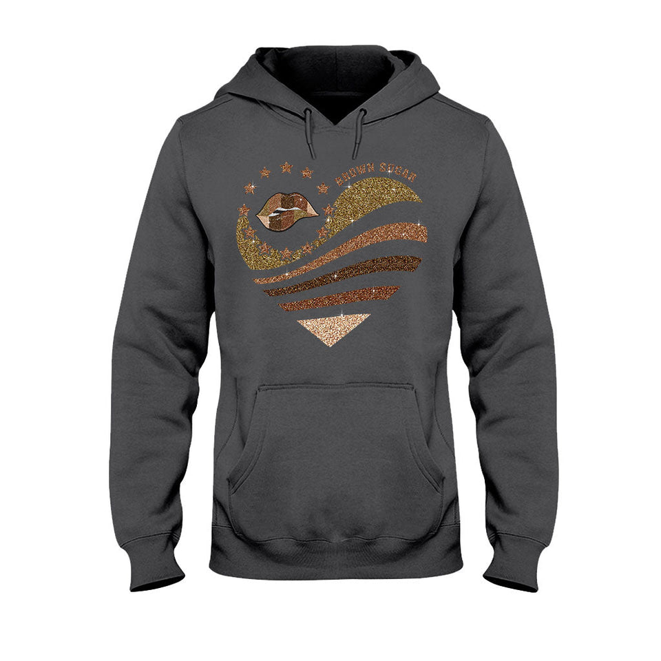 Brown Sugar - African American T-shirt and Hoodie With Faux Glitter Print 112021