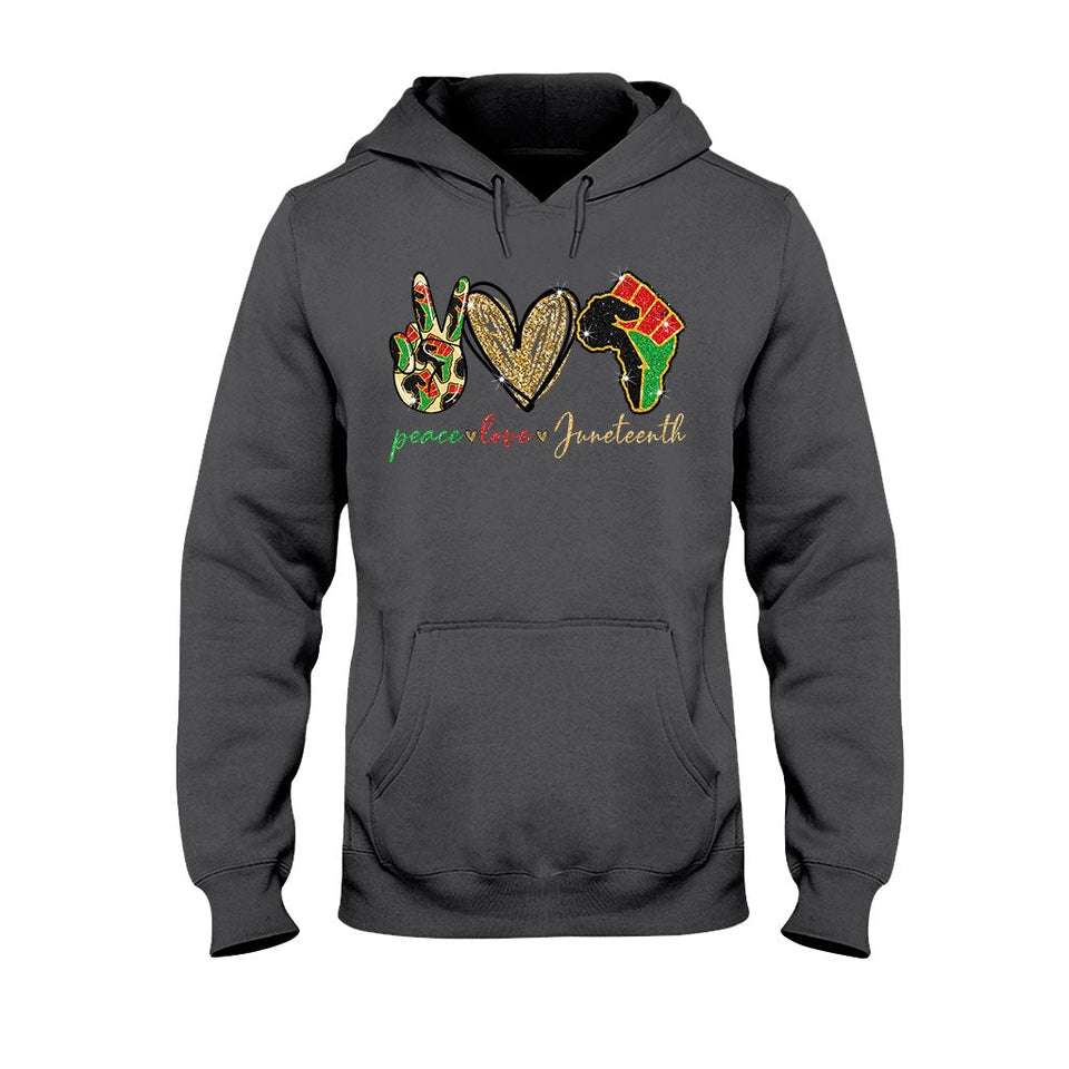 Juneteenth - African American T-shirt and Hoodie With Faux Glitter Print 1121