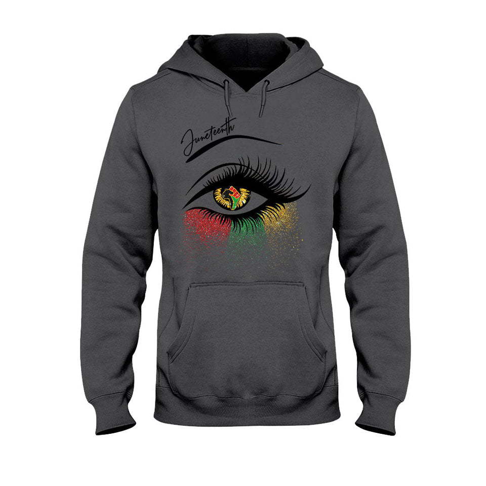 Juneteenth - African American T-shirt and Hoodie With Faux Glitter Print 112021
