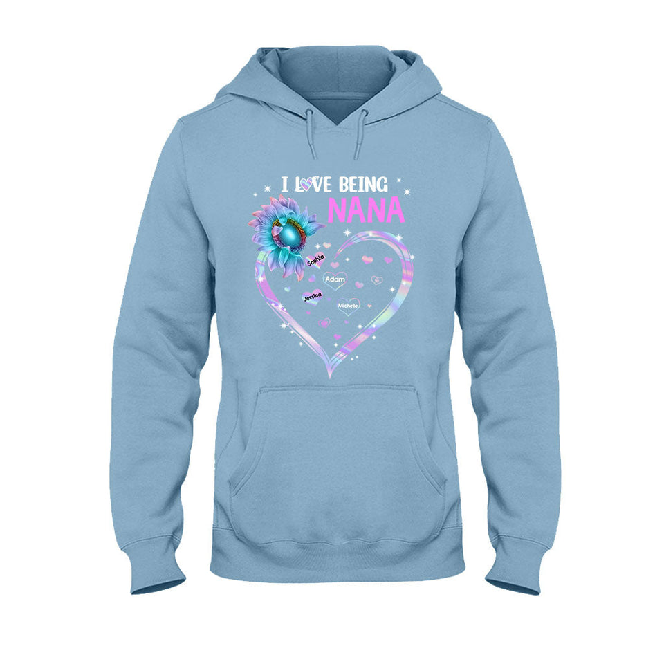 I Love Being Grandma Sunflower - Personalized Mother's Day Grandma T-shirt and Hoodie