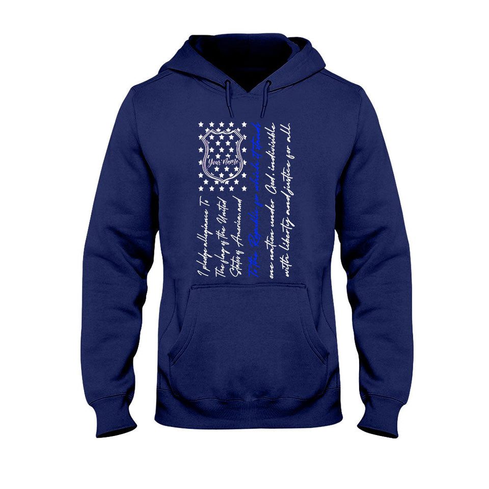 Police Badge Pledge Of Allegiance - Personalized Independence Day T-shirt and Hoodie