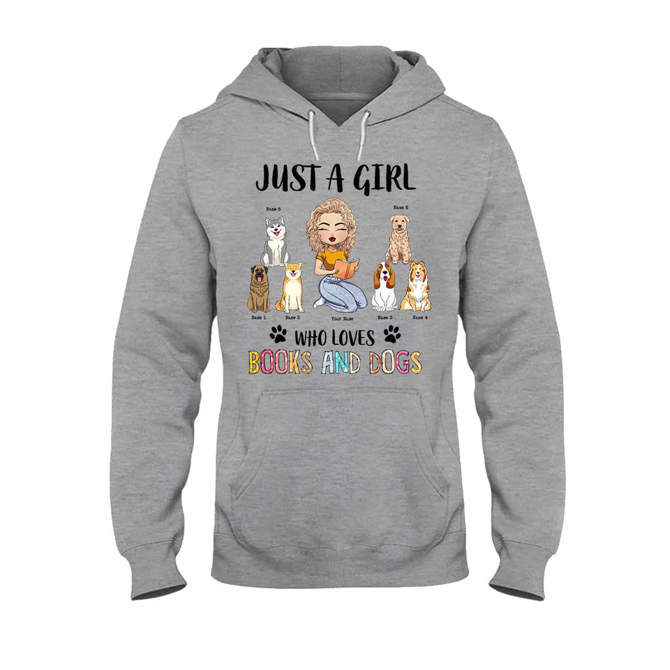 Just A Girl Who Loves Books And Dogs - Personalized Book T-shirt and Hoodie