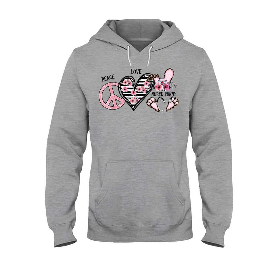 Peace Love Nurse Bunny - Personalized T-shirt and Hoodie