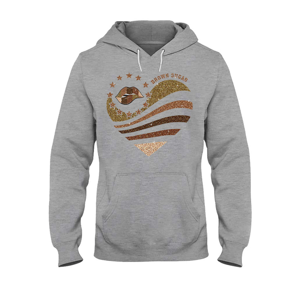 Brown Sugar - African American T-shirt and Hoodie With Faux Glitter Print 112021