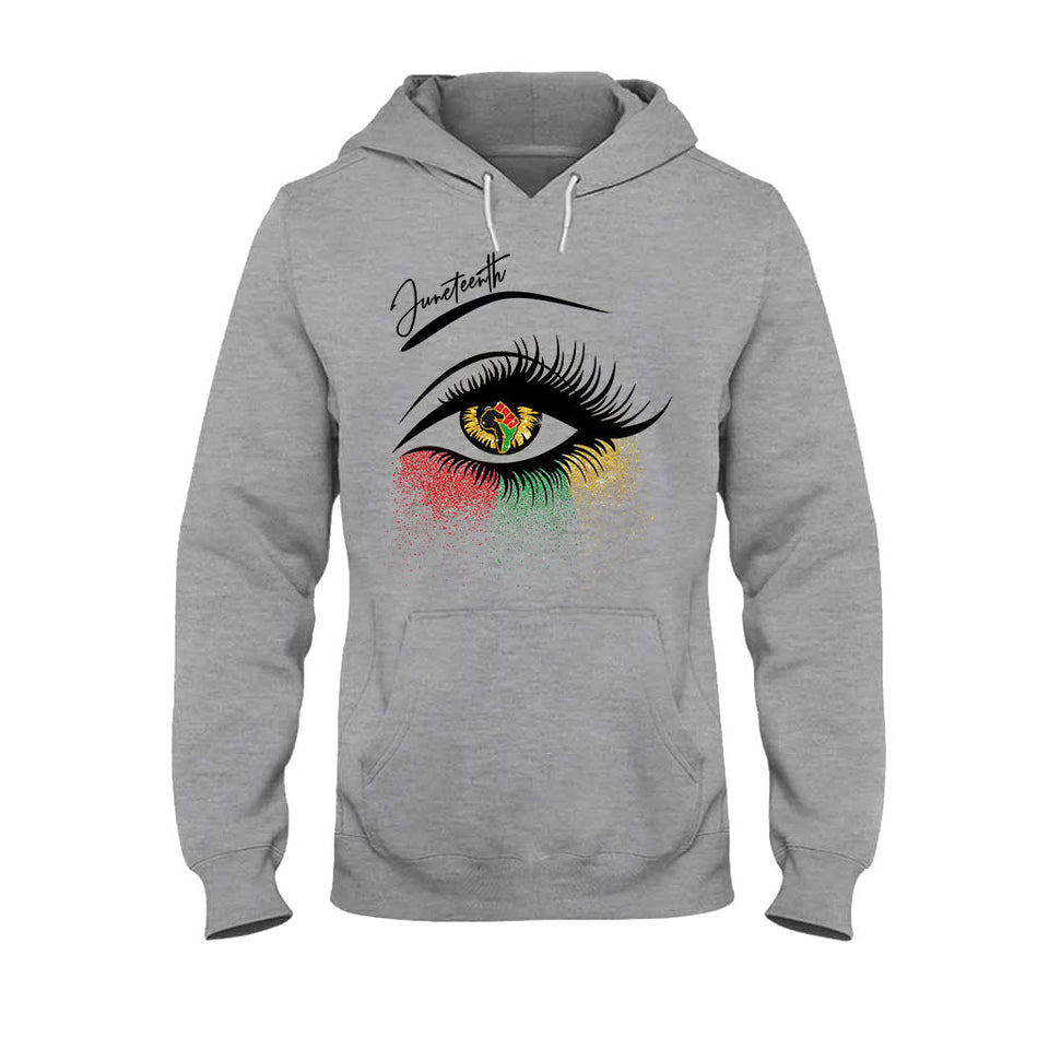 Juneteenth - African American T-shirt and Hoodie With Faux Glitter Print 112021