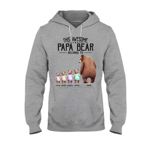 This Papa Bear Belongs To - Personalized Grandpa T-shirt and Hoodie