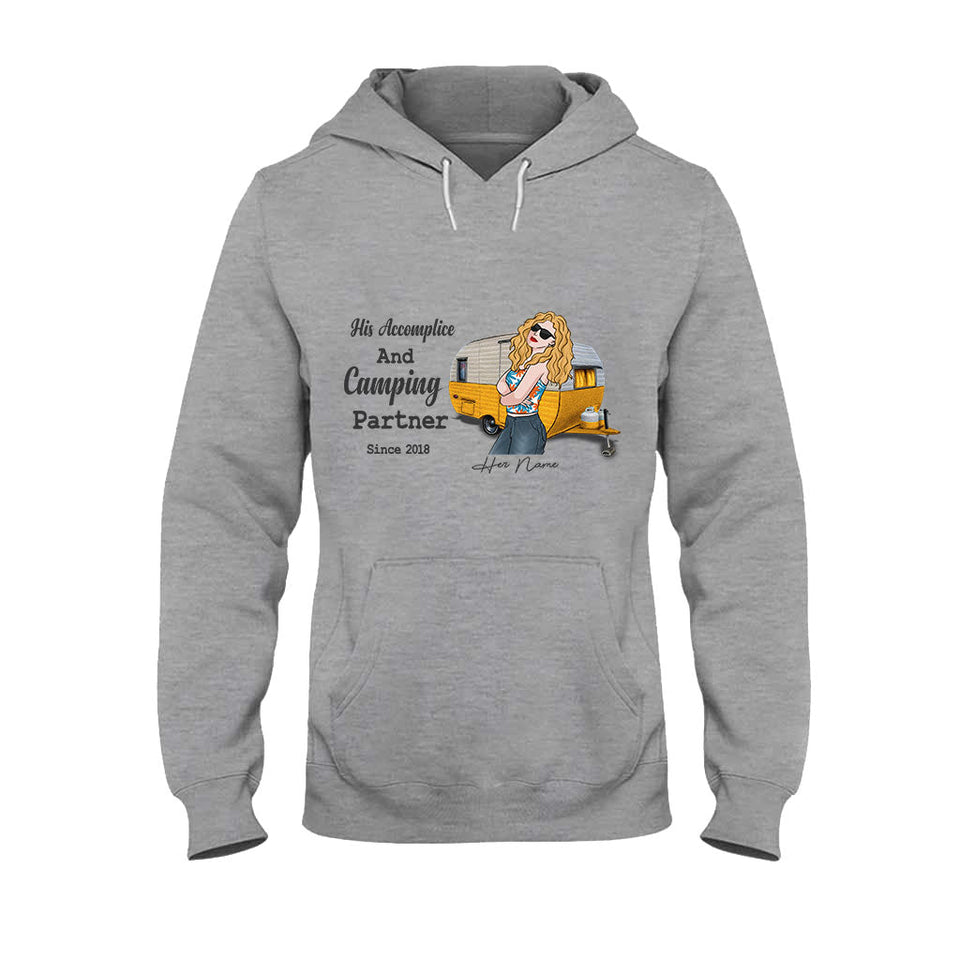 His Accomplice And Camping Partner - Personalized Couple T-shirt and Hoodie