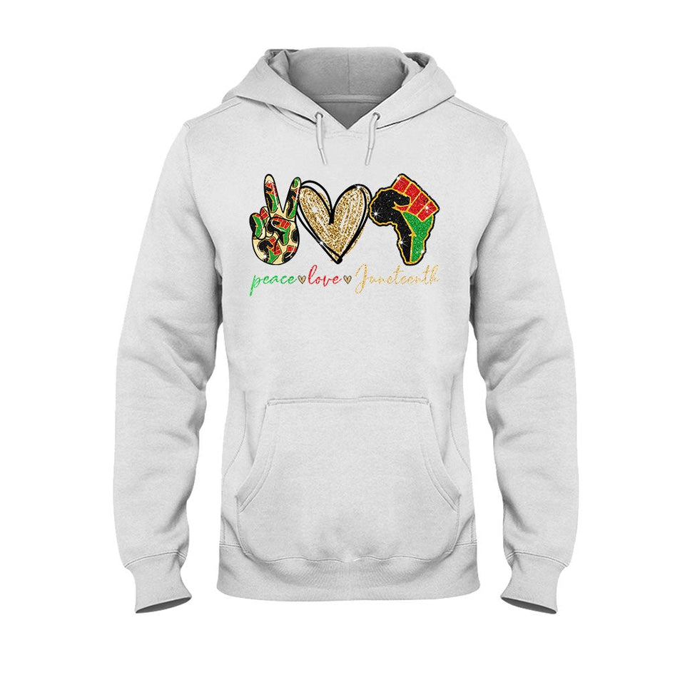 Juneteenth - African American T-shirt and Hoodie With Faux Glitter Print 1121