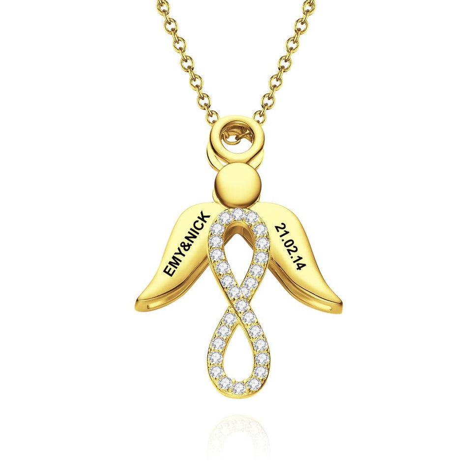 Little Angel - Personalized Name Wings Necklace