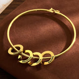 Any Name - Personalized Family Bangle Bracelet with Heart/Round Pendants