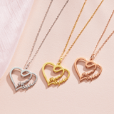 Personalized Couple Overlapping Heart Two Names Necklace