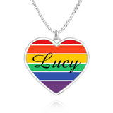 LGBT Heart - Personalized LGBT Support Name Rainbow Necklace