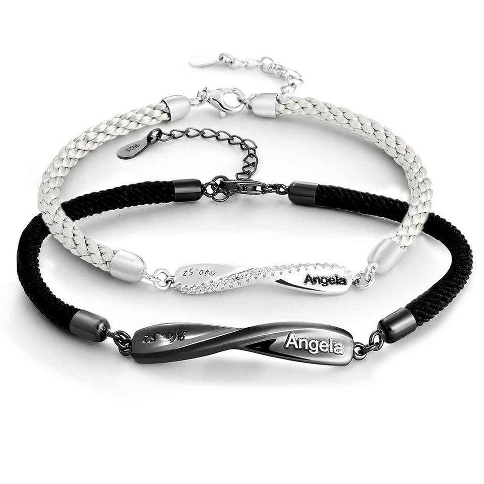 Any Names - Personalized Couple Engraved Mobius Couple Bracelet