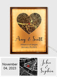 Where It All Begin - Personalized Couple Heart Map Lamp