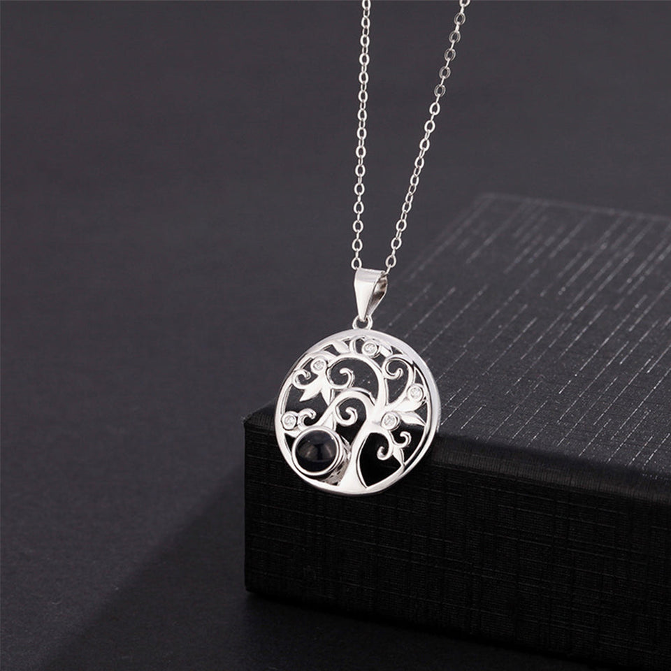 Love Tree Shape Photo Projection Charm - gift for anyone, who lost a loved one - Personalized Necklace