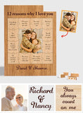Reasons I Love You - Personalized Couple Photo Building Block Puzzle
