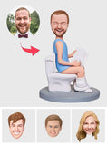 Funny Toilet Reading - Personalized Man Sitting Toilet Bobblehead