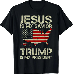 Jesus Is My Savior Trump Is My President T-shirt, Trump 2024 T-Shirt Printed Graphic Clothing T-shirt & Hoodie