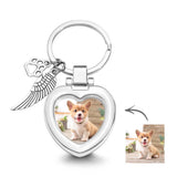 Pet Dog Cat Paw Angel Wing Heart Locket Pet Memorial Locket Keychain - Gift for dog lovers, who lost dog, who lost cat - Personalized Keychain