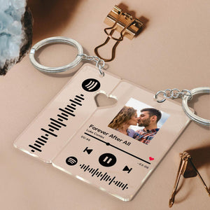 Music Code Heart Matching Keychain - Personalized Couple Keychain