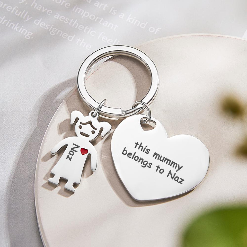 This Mom Dad Belongs To - Personalized Mother Heart With Children Keychain