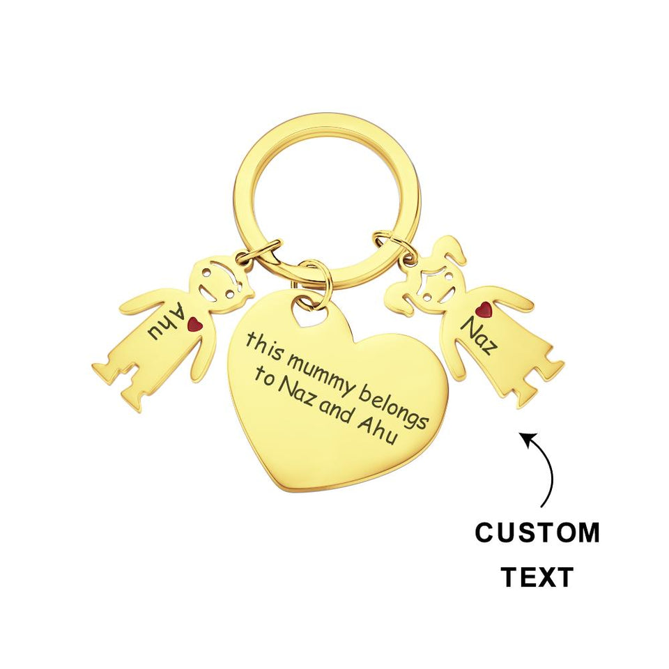 This Mom Dad Belongs To - Personalized Mother Heart With Children Keychain