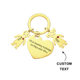 This Mom Dad Belongs To - Personalized Mother Heart With Children Keychain