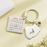 Baby Feet Projection Photo Calendar - Personalized Newborn Photo Projection Calendar Keychain