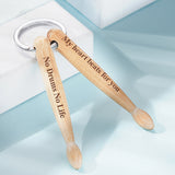 Custom Text Wooden Drumstick Wooden Drumstick Keychain - Personalized Drummer Keychain