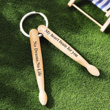 Custom Text Wooden Drumstick Wooden Drumstick Keychain - Personalized Drummer Keychain
