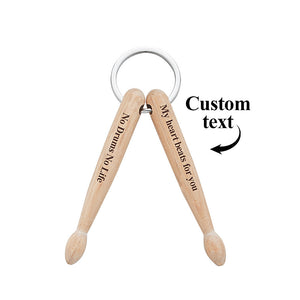 Custom Text Wooden Drumstick Wooden Drumstick Keychain - Personalized Drummer Keychain