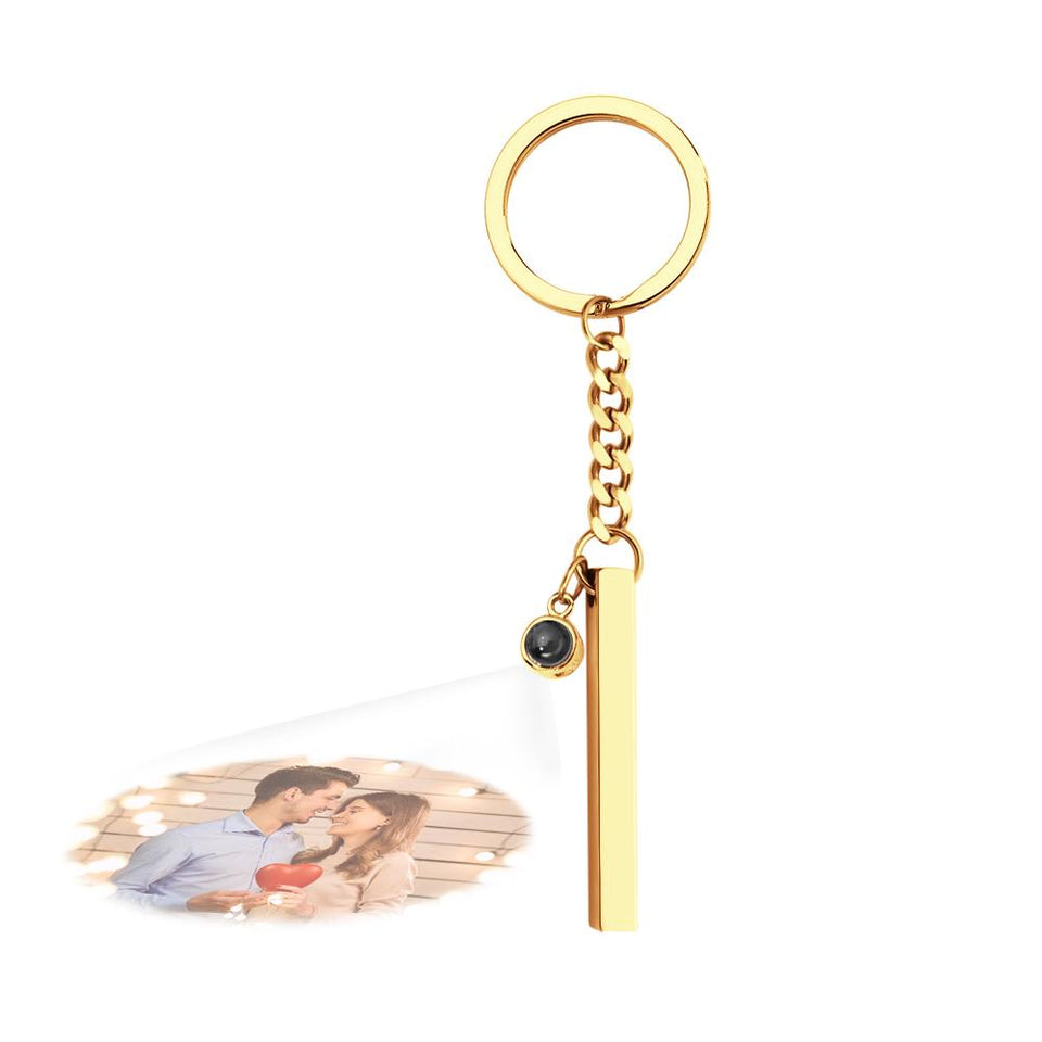 Custom Bar Vertical Cube Projection Keychain - gift for anyone, who lost a loved one - Personalized Keychain