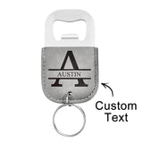 Custom Engraved Bottle Opener Leather Keychain Bottle Opener - gift for anyone - Personalized Keychain