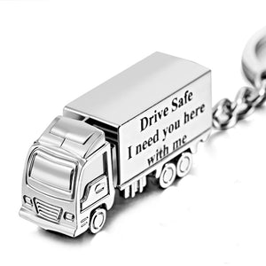 Custom Text Trucker Truck Charm Keychain - Trucker gift for husband, boyfriend, wife, girlfriend - Personalized Keychain