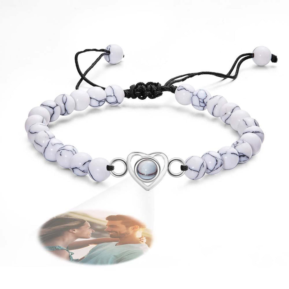 I Love You - Personalized Couple Photo Projection Beads Heart-Shaped Bracelet