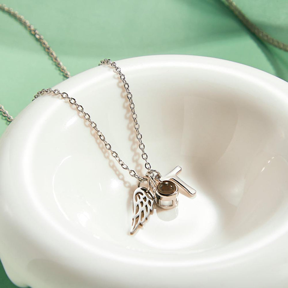 Personalized Wings Initials Projection Charm