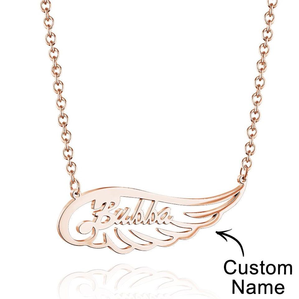 Personalized Memorial Angel Wing Name Necklace